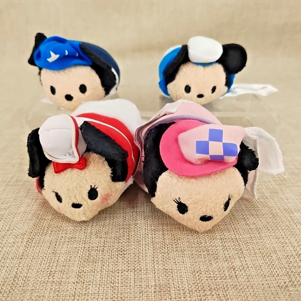 Disney Tsum Tsum Princess Minnie Captain Sailor Mickey Mouse Plush Set of 4